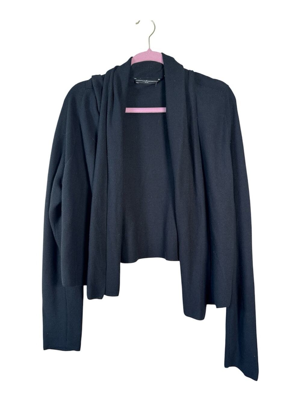 Peruvian Connection Black Pima Cotton Open Front Cardigan Sweater Womens XL